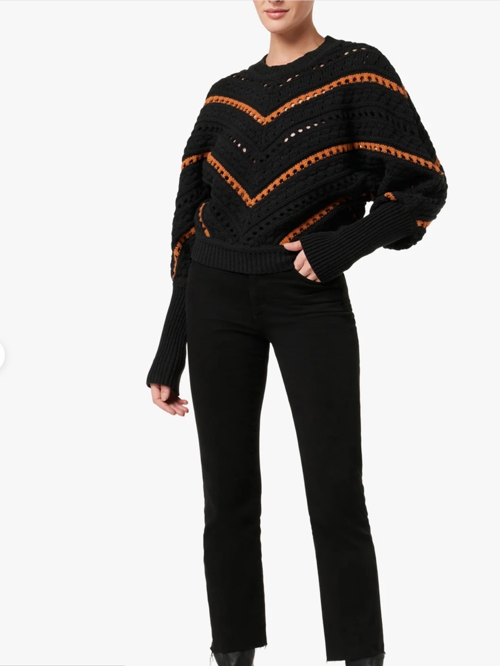 Joe’s Jeans The Ruth sweater in black with brown stripe. Size XS